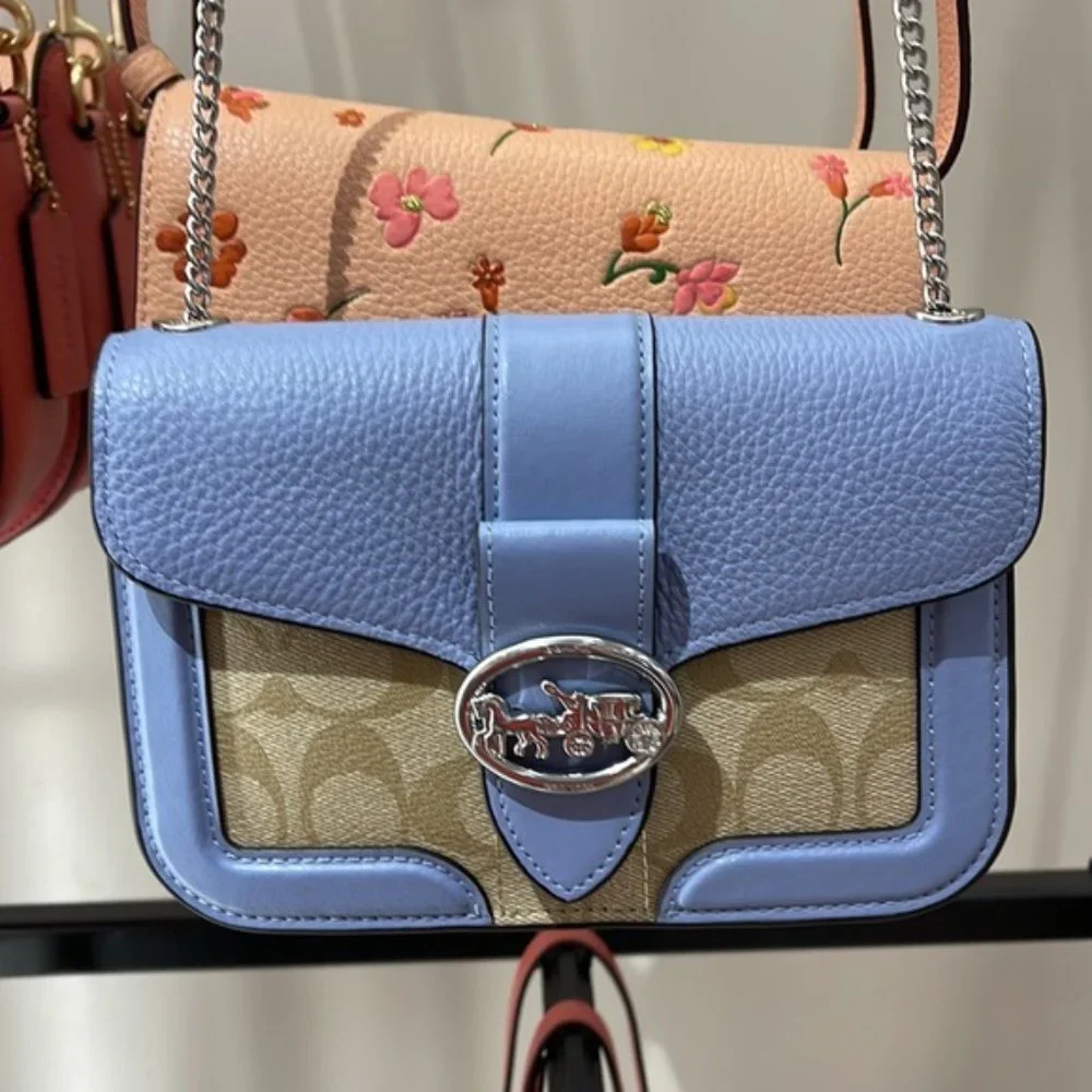 Coach Georgie Crossbody In Signature Canvas Light Khaki / Marble Blue - Picture 14 of 16